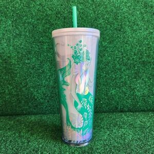 Starbucks Holiday 2022 Spearmint Pearl Iridescent Mermaid Tumbler Cup.